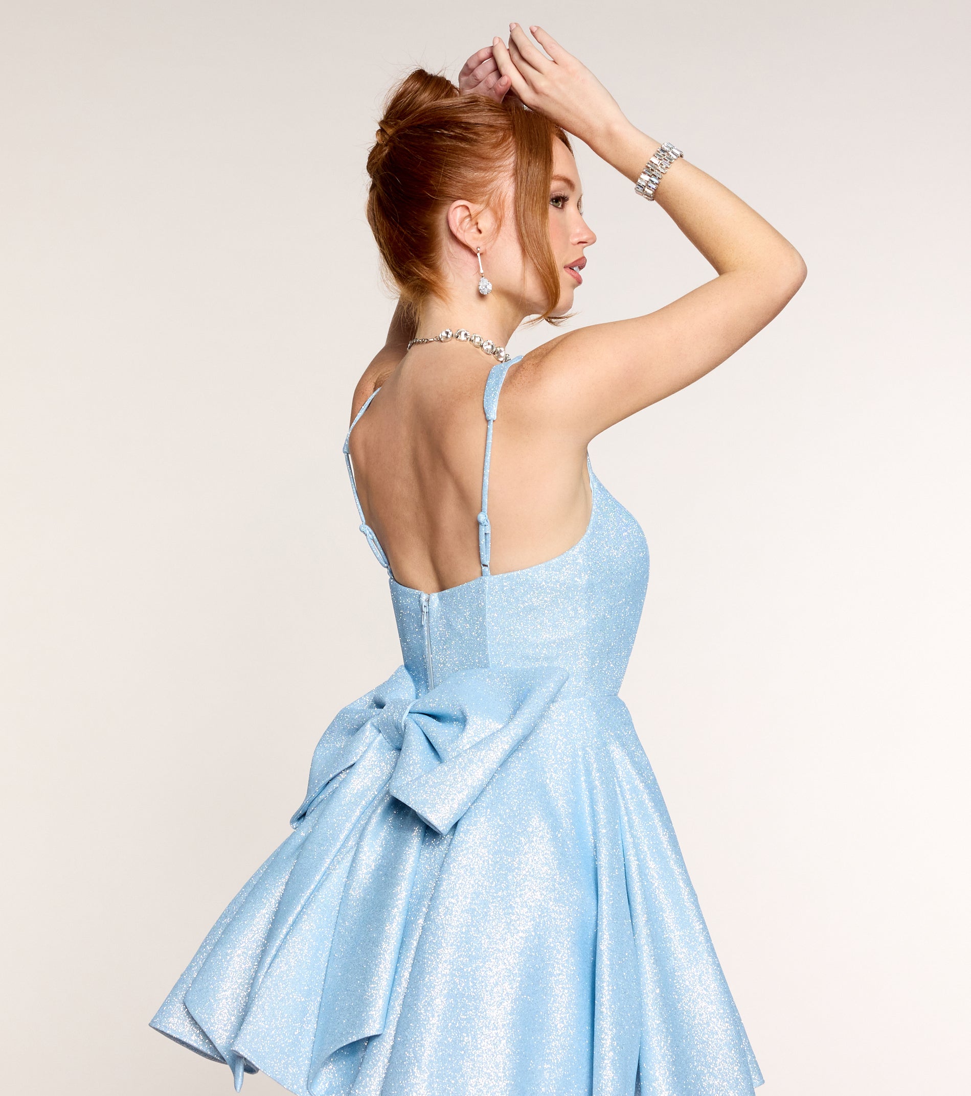 Emery Glitter Bow A-Line Mini Dress - Image 2