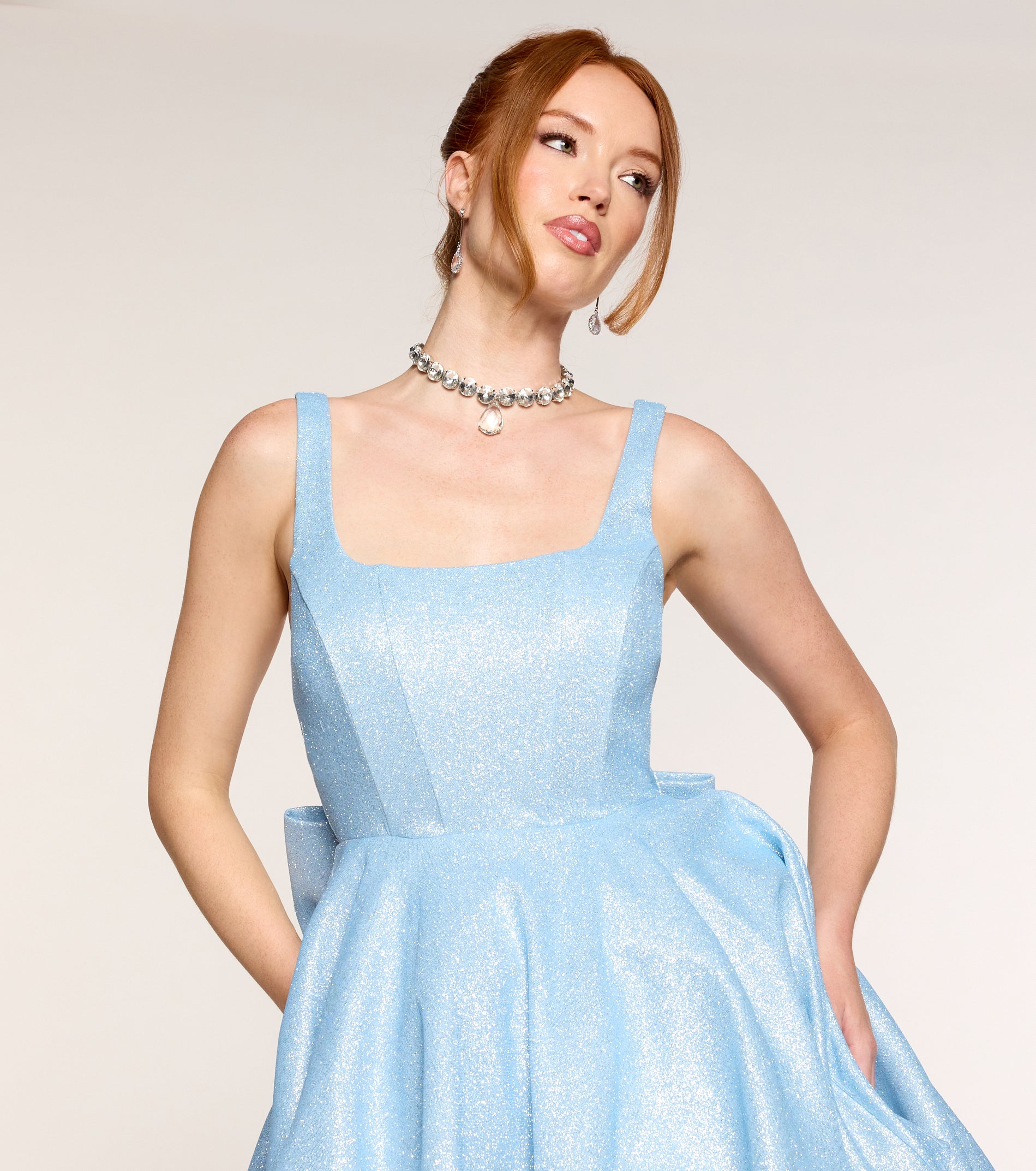 Emery Glitter Bow A-Line Mini Dress - Image 4