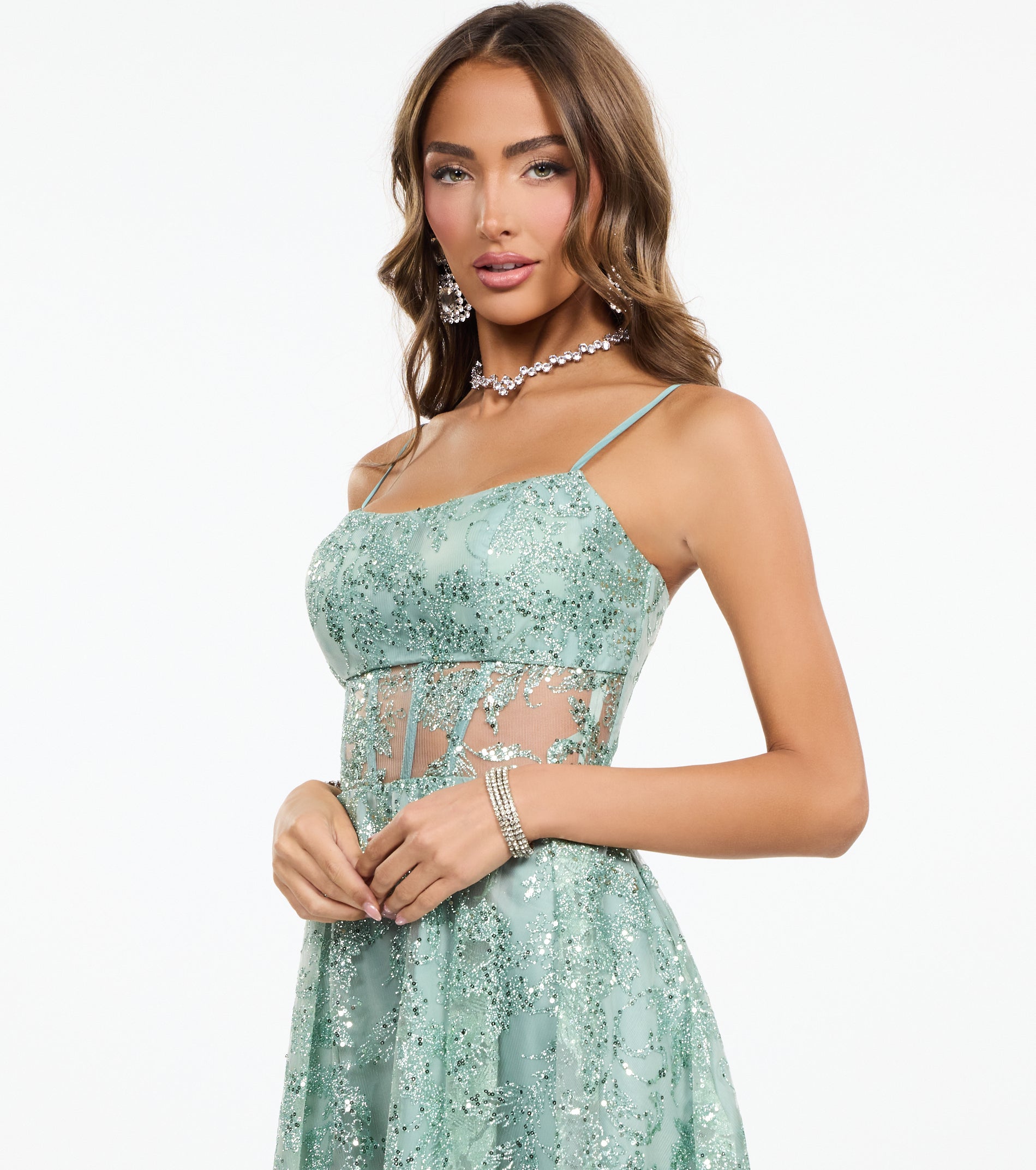 Larissa Glitter Lace Up A-Line Dress - Image 3