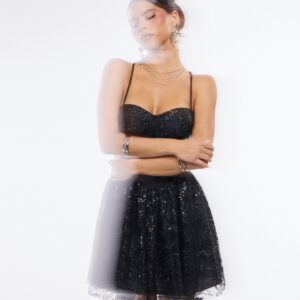 Roselyn Glitter Corset A-Line Mini Dress