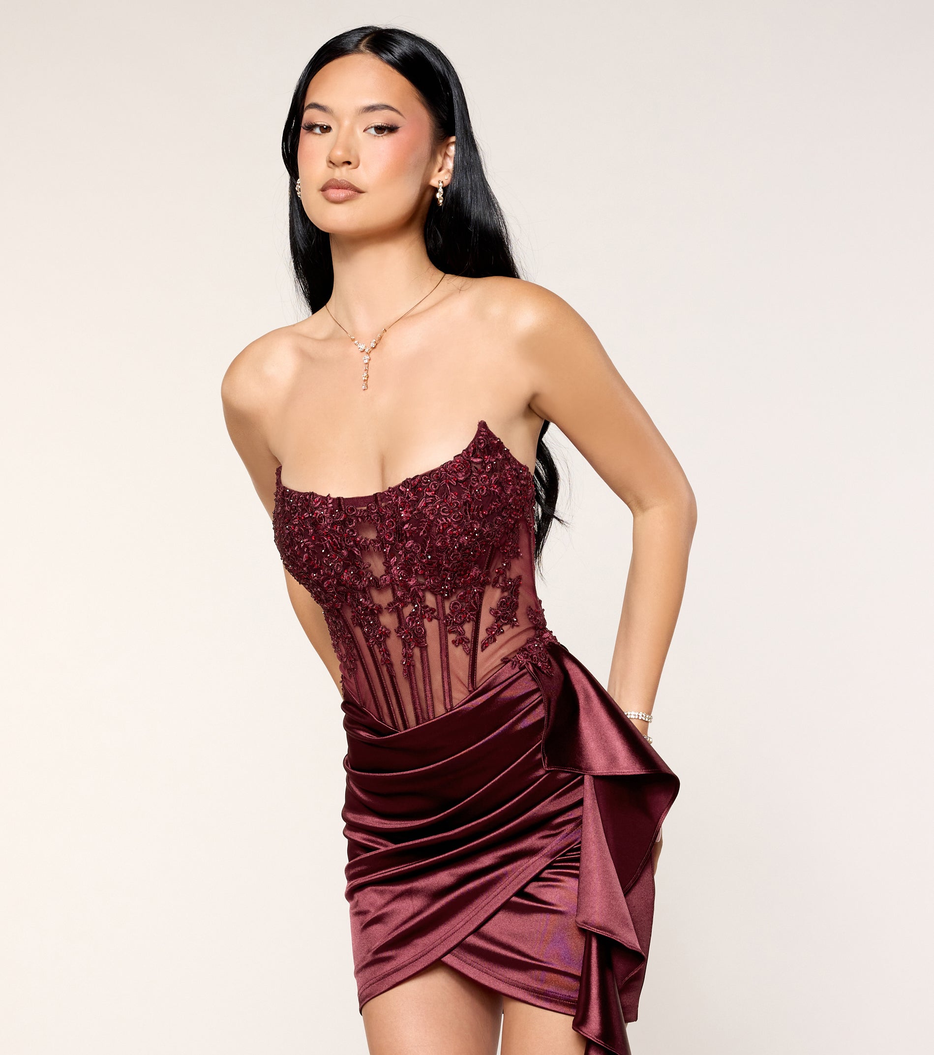 Anissa Satin Sash Corset Mini Dress - Image 4