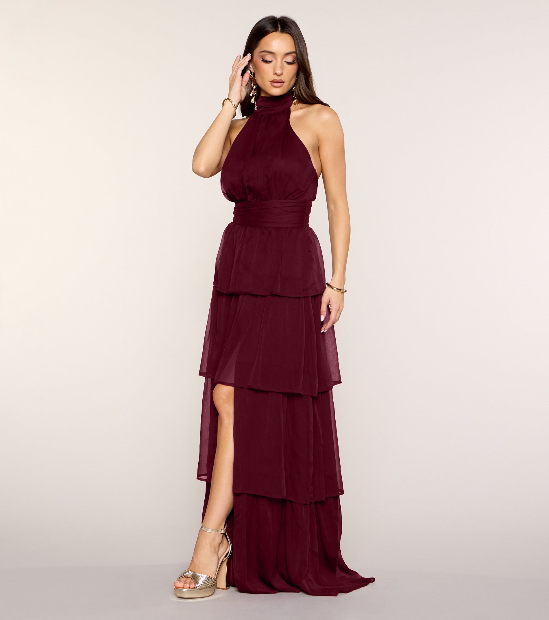 Lindsay Halter Ruffle A-Line Maxi Dress - Image 8