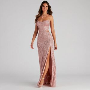 Kristina Formal Sequin Cutout Dress