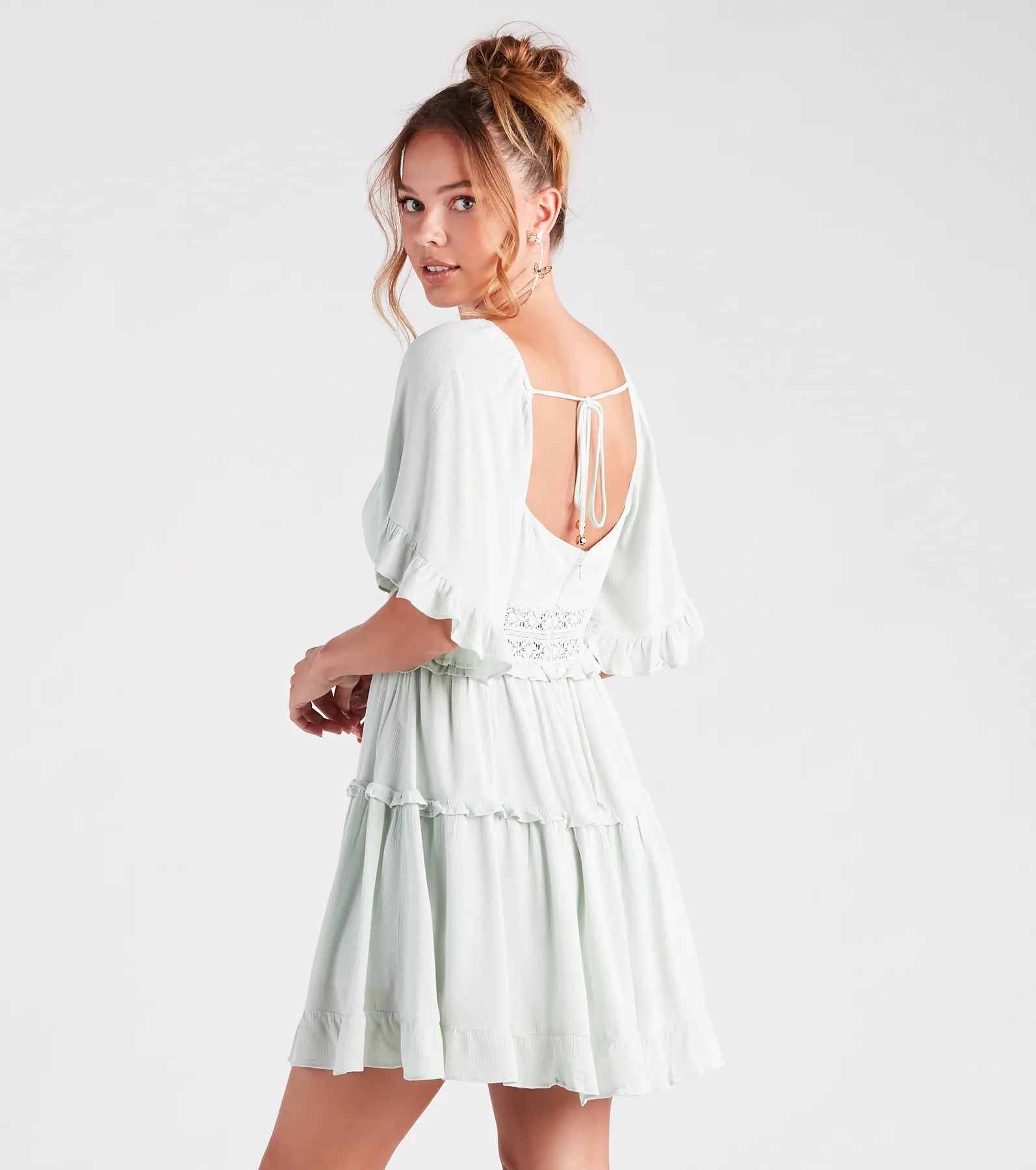 Stylish Sway Ruffled Tiered Short Dress - Image 2