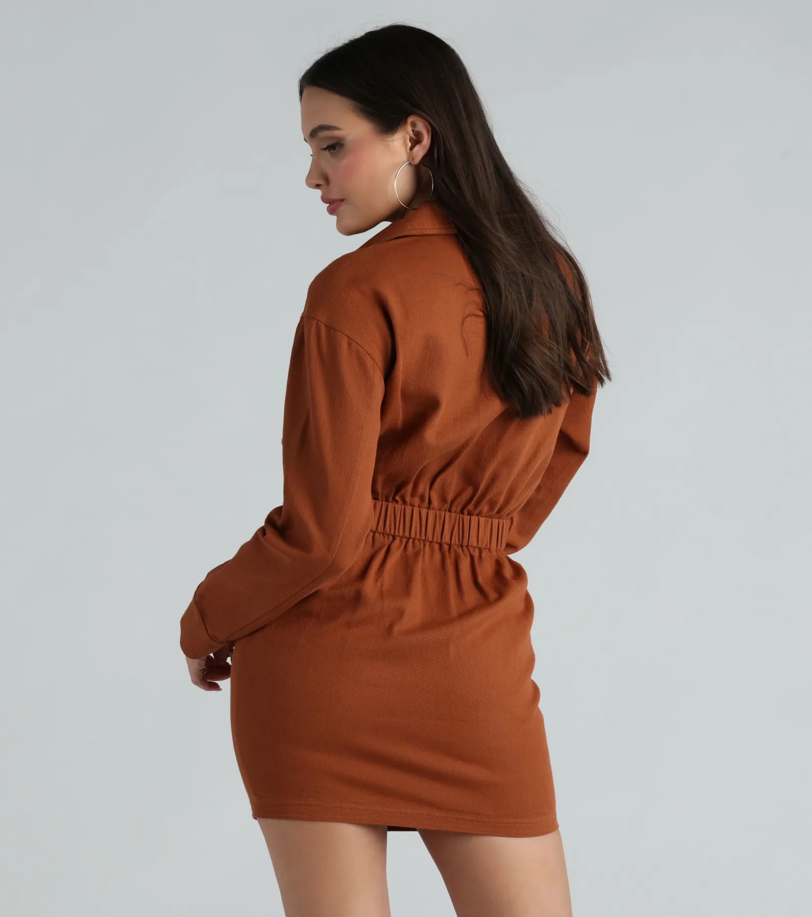 It's A Must Collared Denim Mini Dress - Image 2