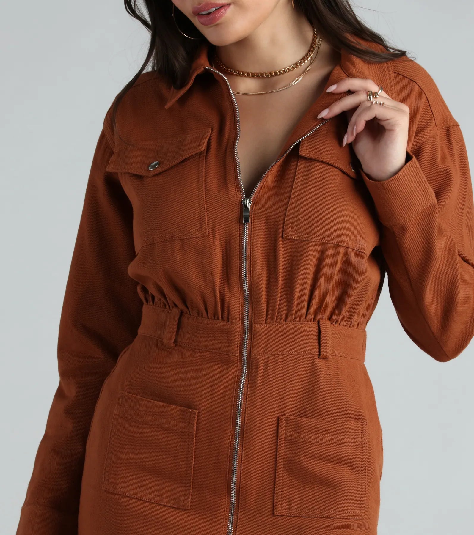 It's A Must Collared Denim Mini Dress - Image 3