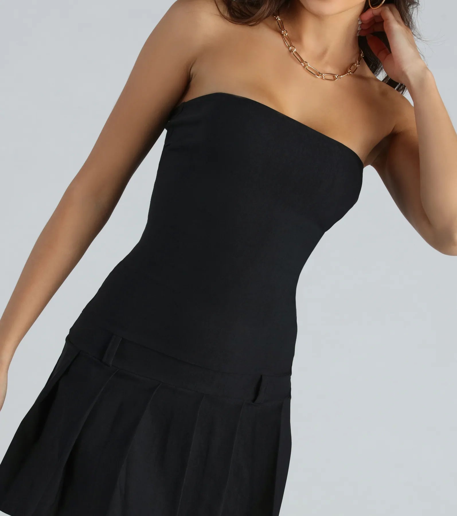 Preppy Posh Strapless A-Line Pleated Mini Dress - Image 4