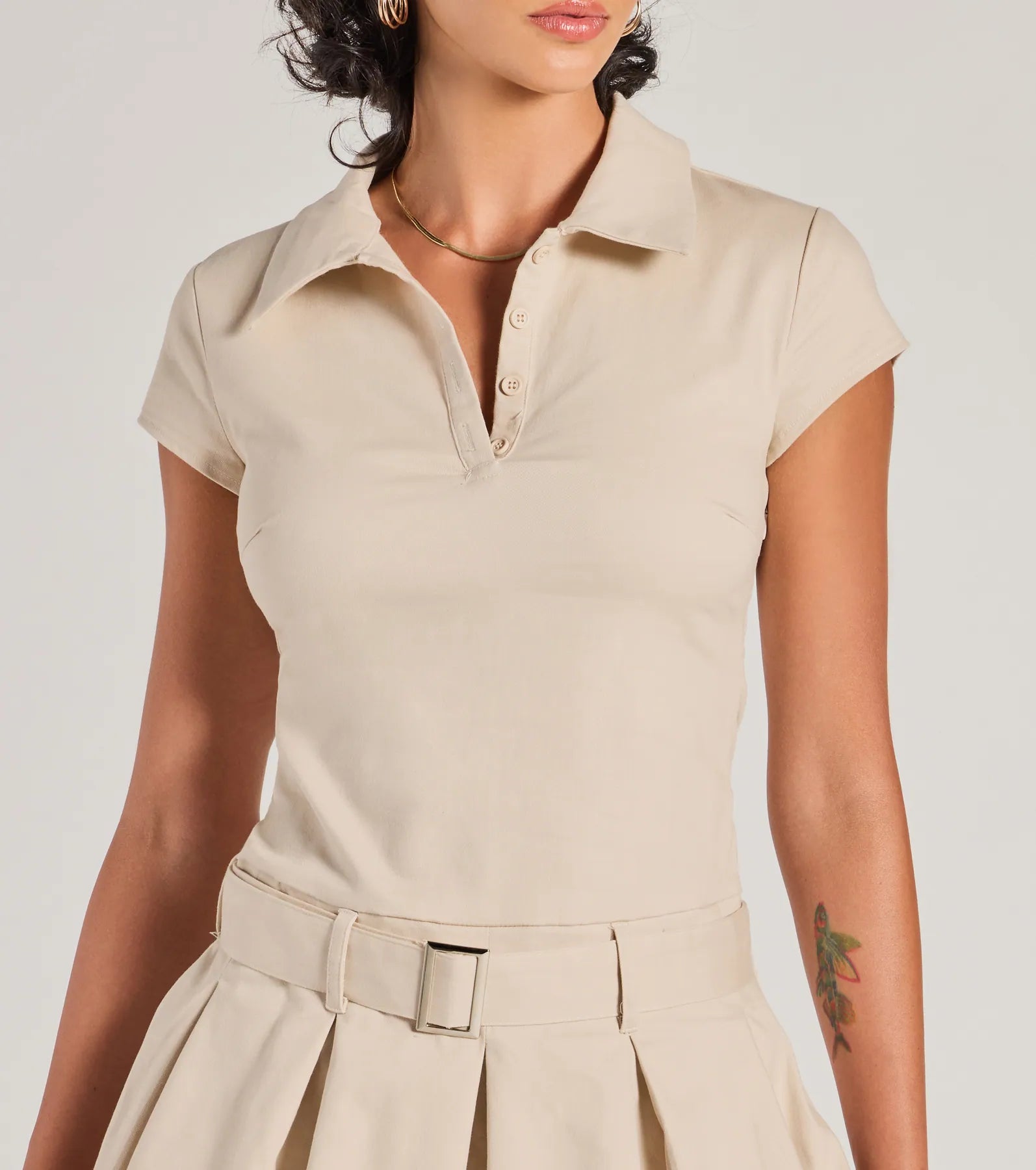 Preppy-Chic Belted And Pleated Skater Dress - Image 4