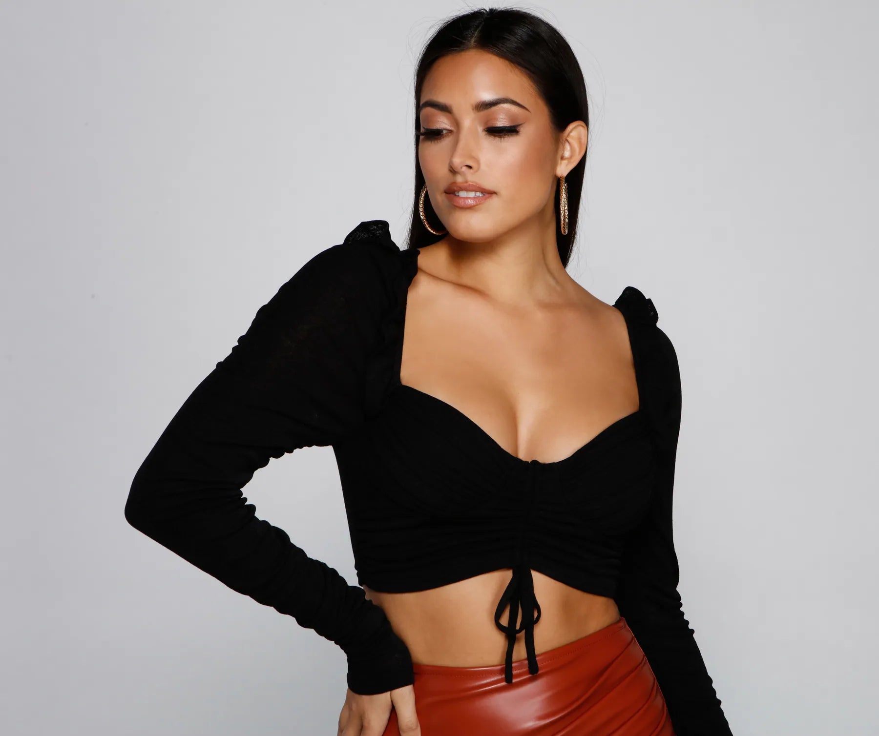 Lookin' Trendy Ruched Crop Top - Image 4
