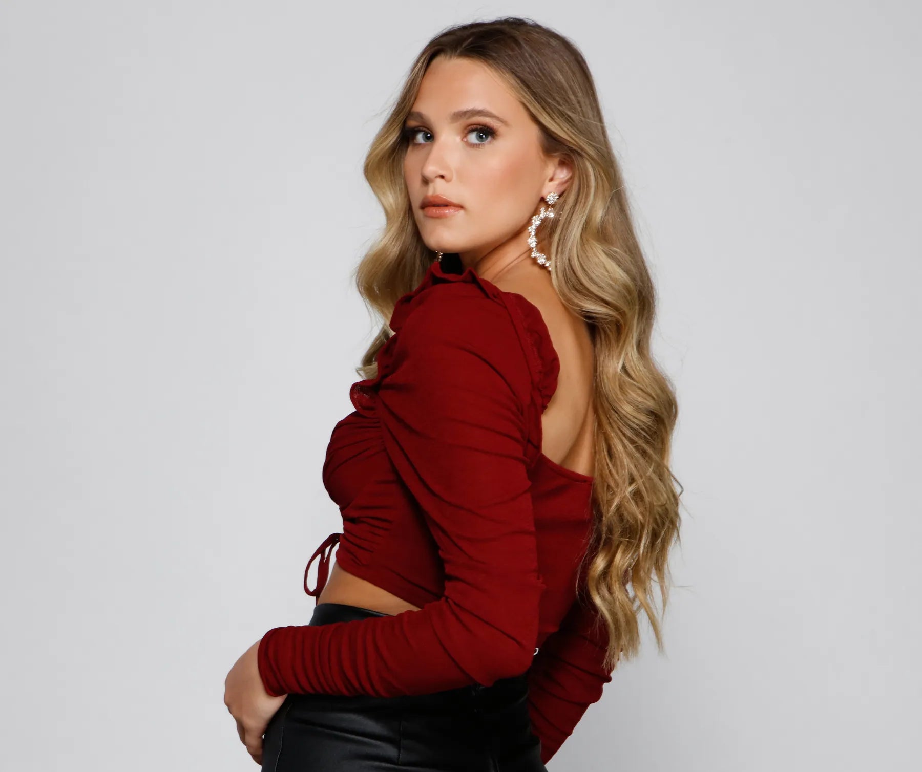 Lookin' Trendy Ruched Crop Top - Image 6