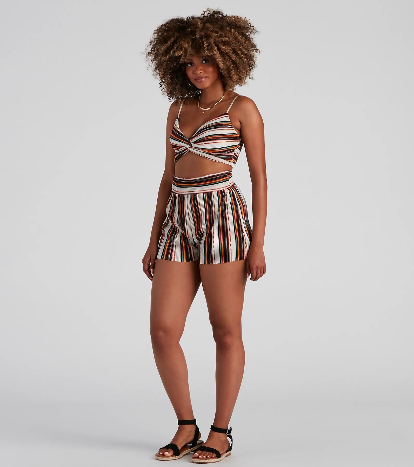 Seasonal Striped Pleat Tank Top - Image 2