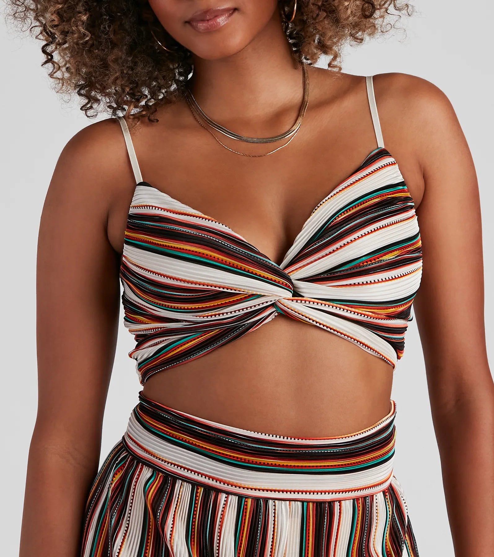 Seasonal Striped Pleat Tank Top - Image 4