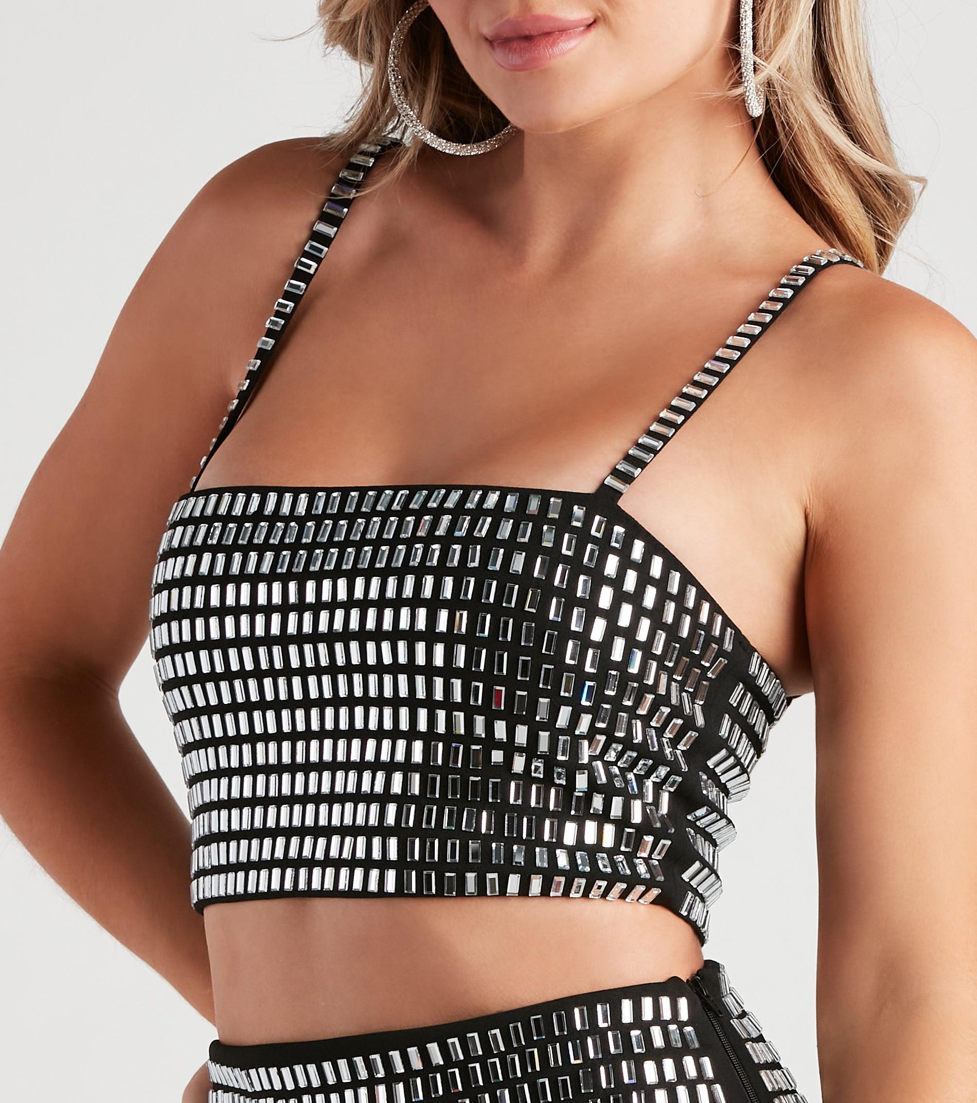 Disco Vibes Rhinestone Crop Top - Image 6