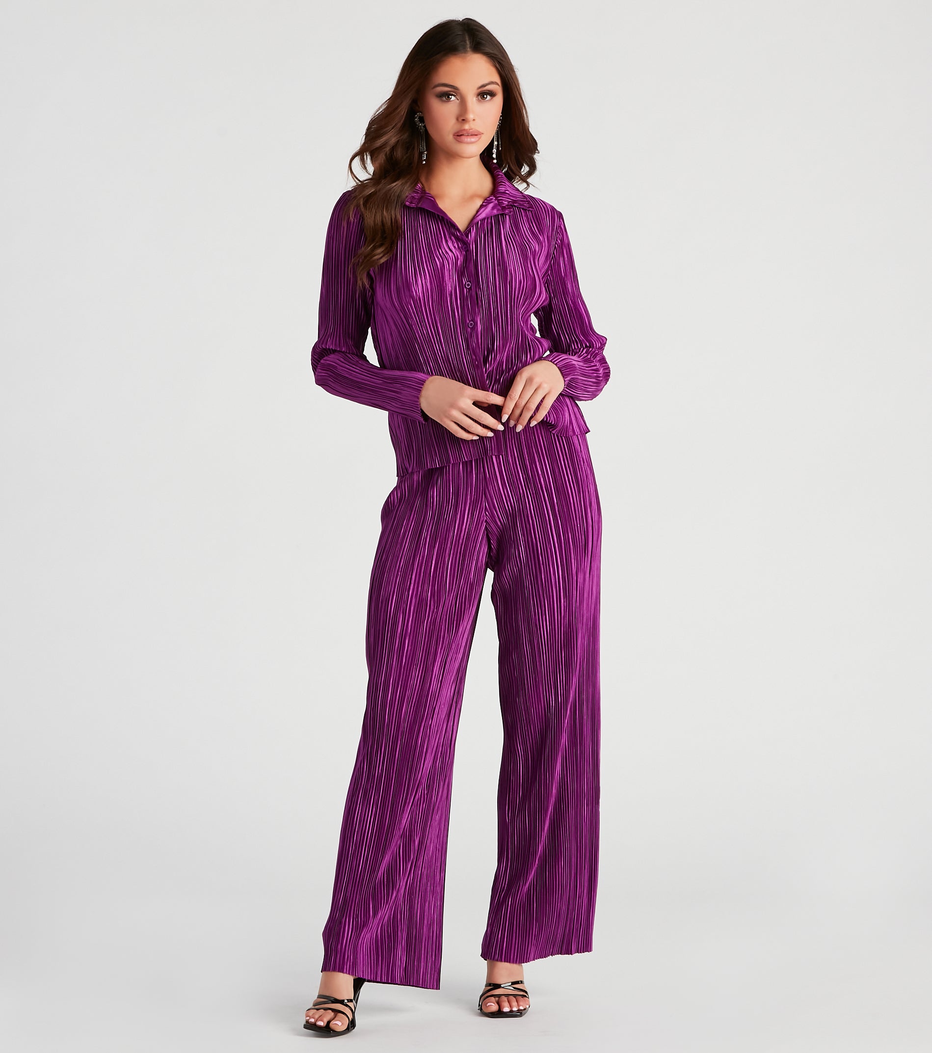 Dinner Date Satin Button Down Top - Image 3