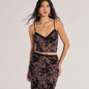 Luxe Touch Flocked Velvet Crop Top