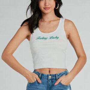Feeling Lucky Graphic Tank Crop Top