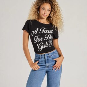 A Toast For The Girls Crop Graphic Tee