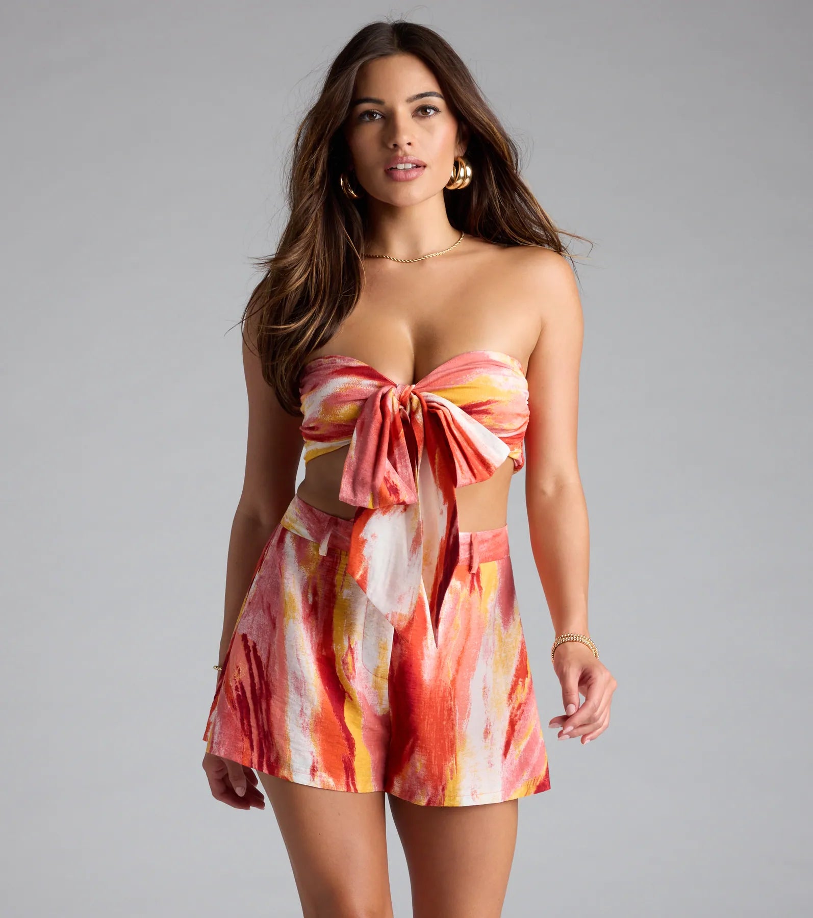 Summer Glow-Up Watercolor Woven Tube Top - Image 2