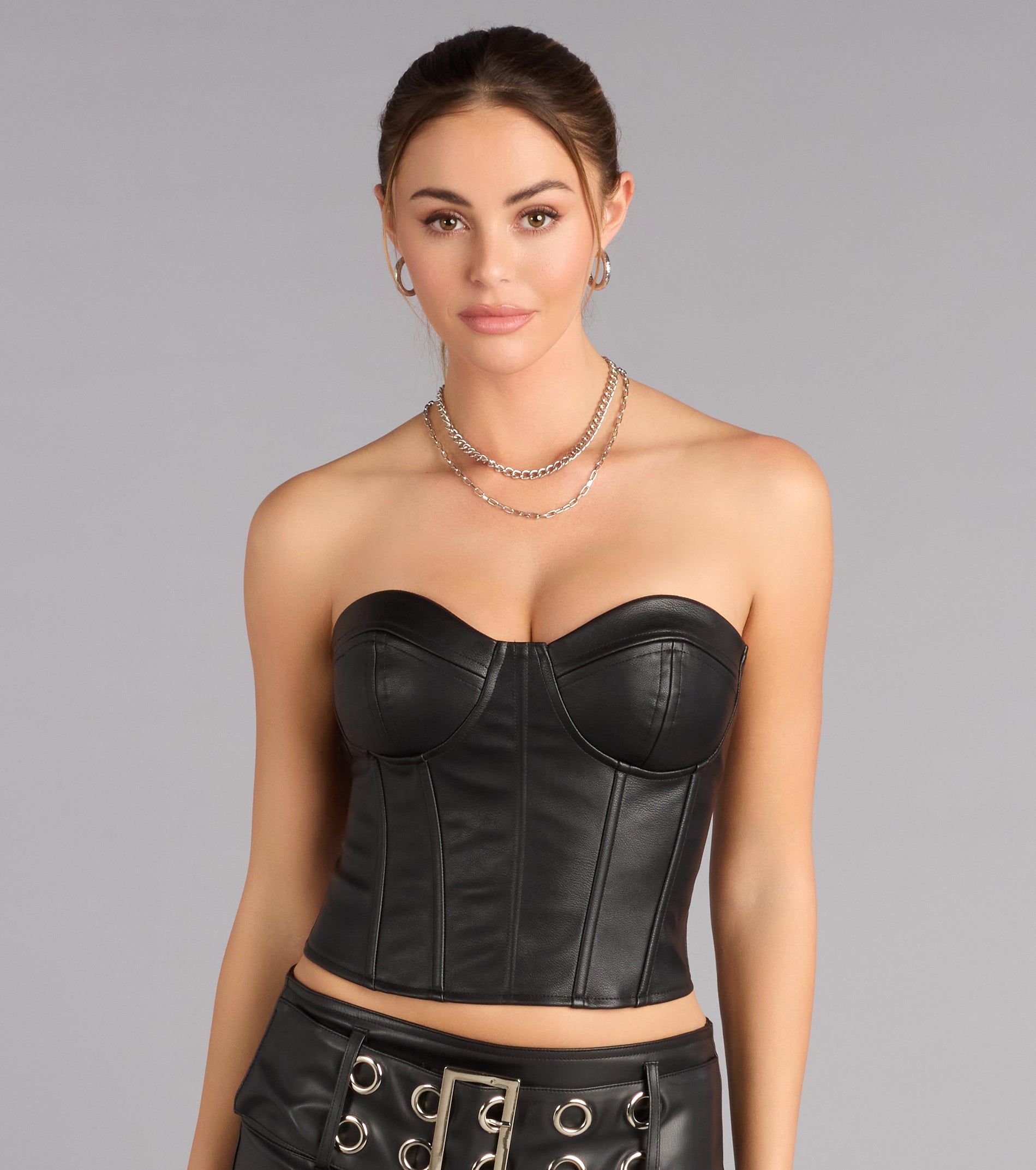Midnight Edge Strapless Lace-Up Corset Top - Image 4