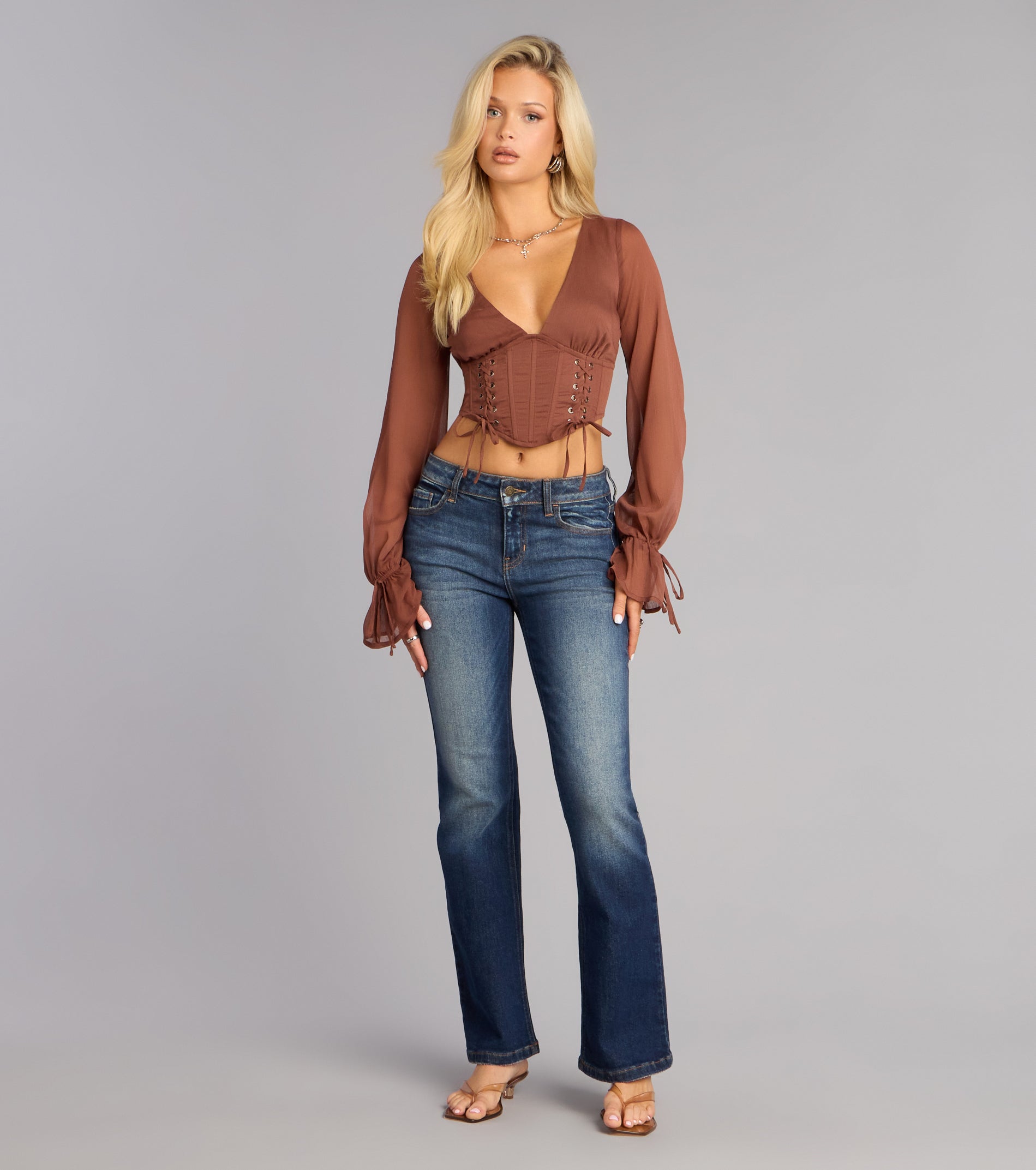 Fall For It Lace Up Corset Crop Top - Image 3
