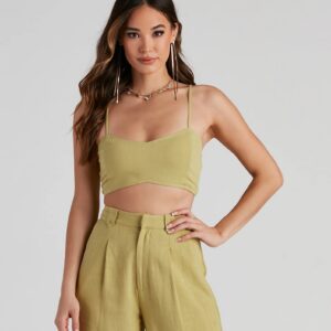 On The Move Linen Crop Top