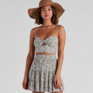 Sunkissed Florals Twist Crop Top