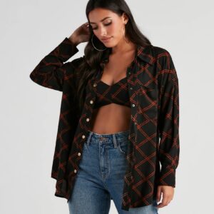 All The Trendy Vibes Button-Up Top