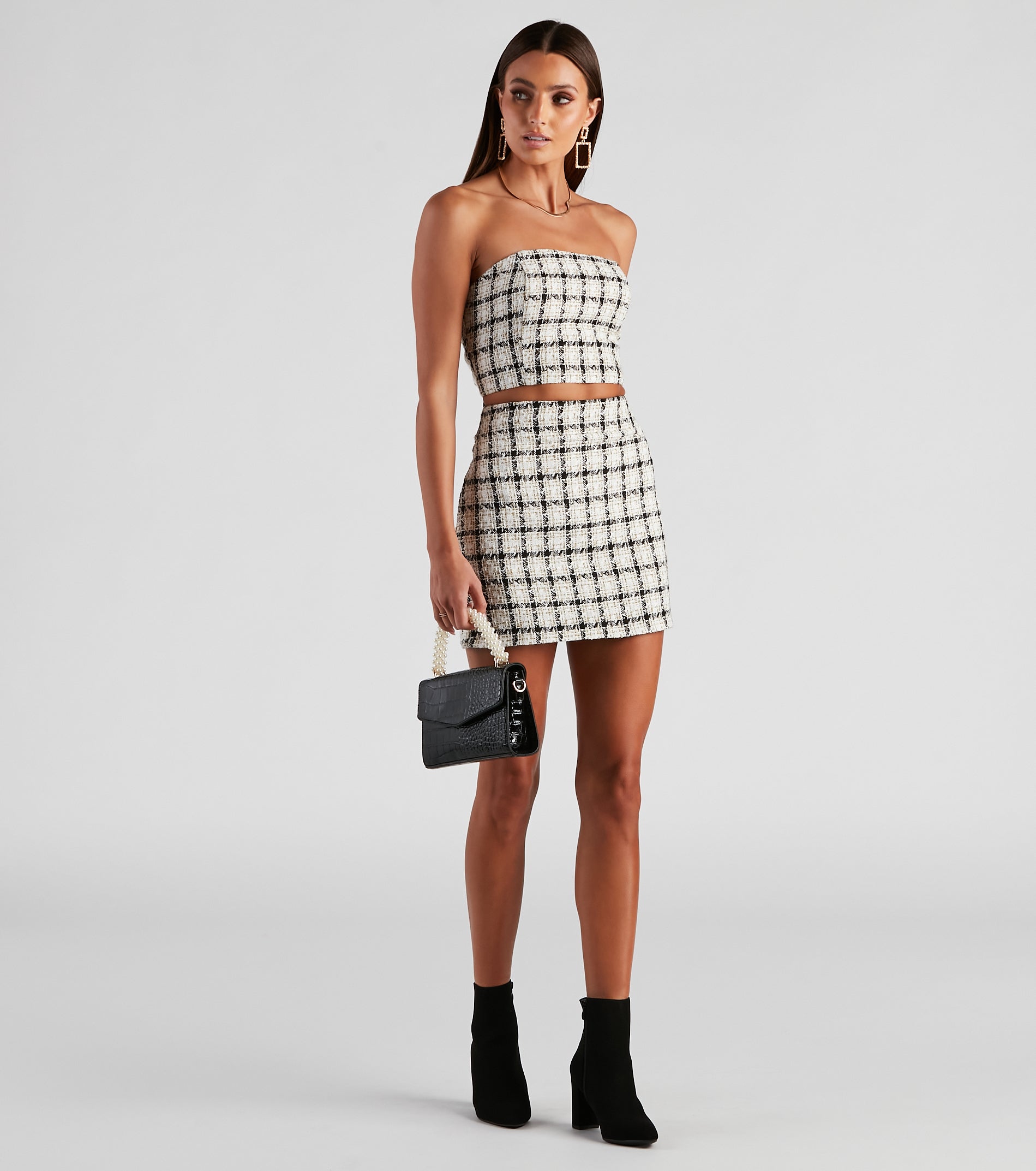 Plaid Princess Tweed Tube Top - Image 3
