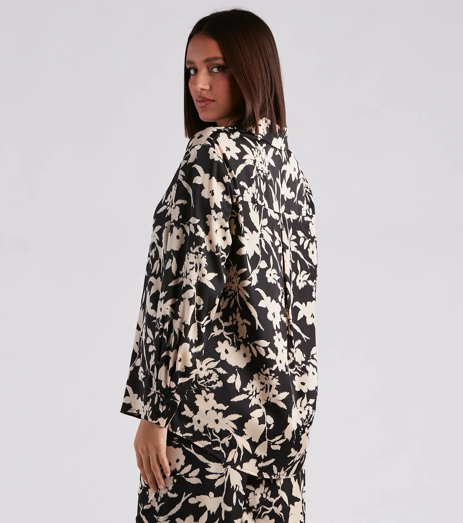 Major Muse Floral Satin Button-Down Top - Image 6