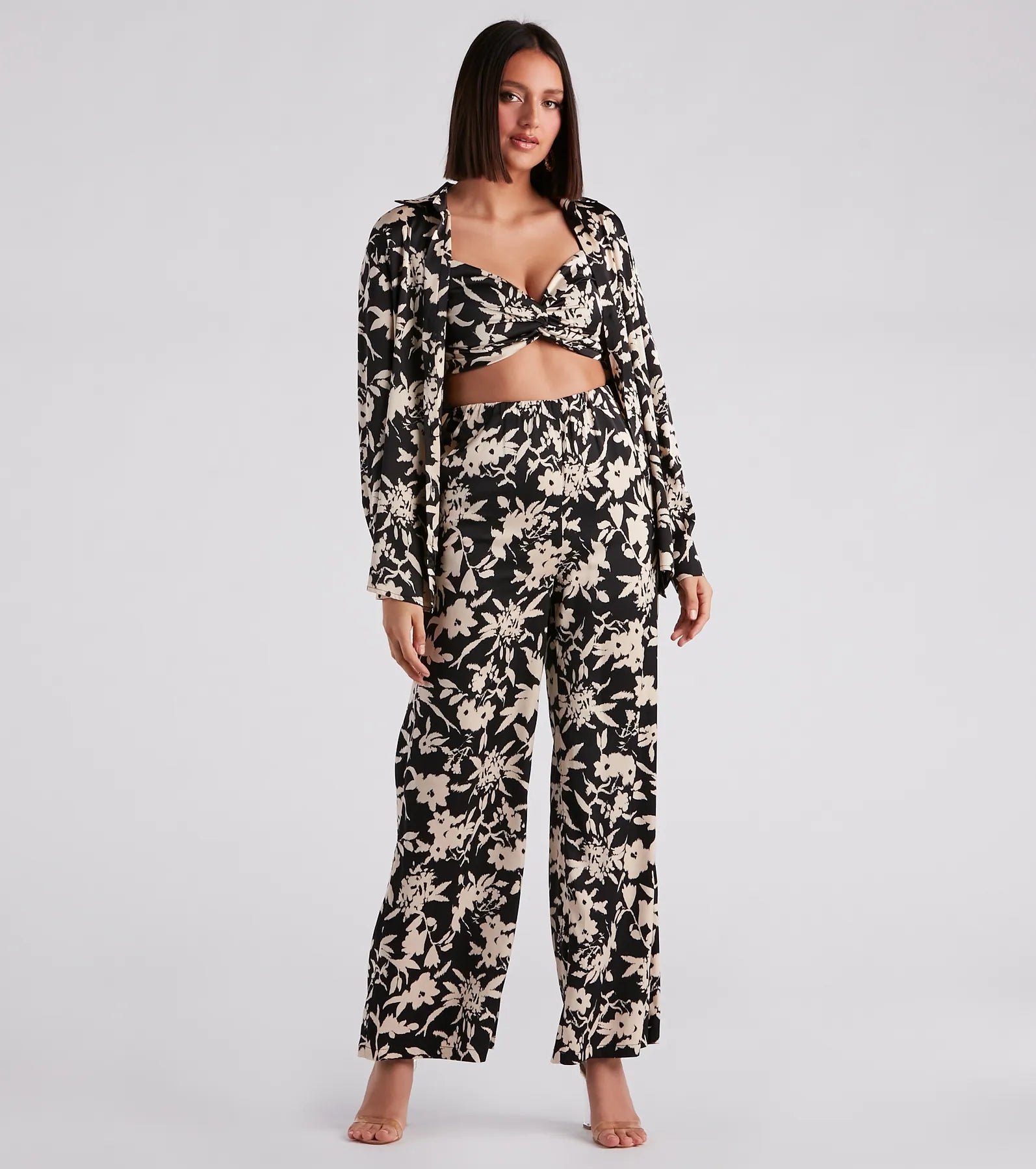 Major Muse Floral Satin Button-Down Top - Image 7