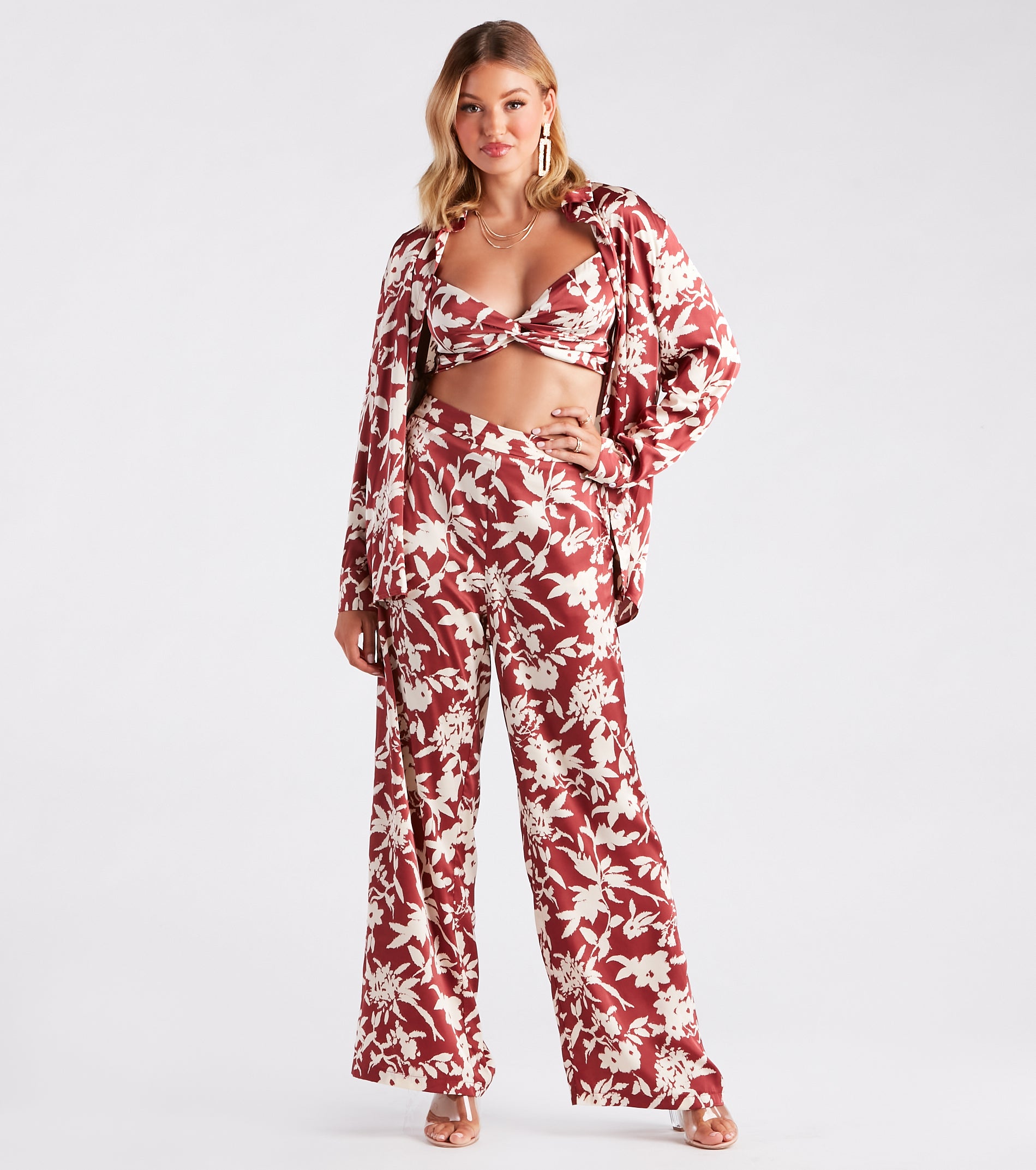 Major Muse Floral Satin Bra Top - Image 3