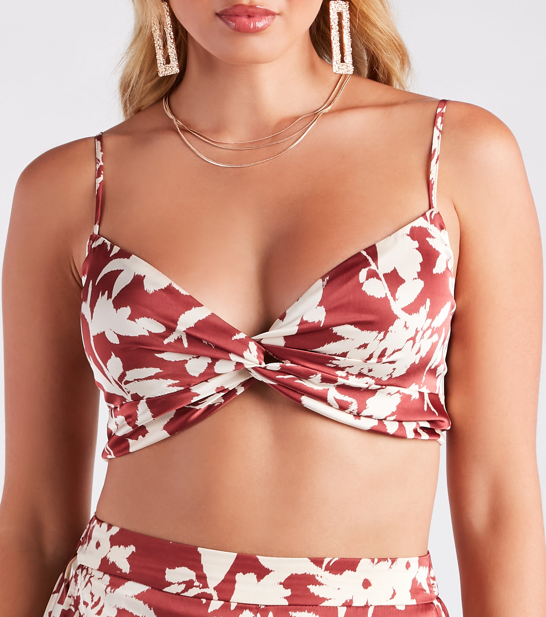 Major Muse Floral Satin Bra Top - Image 4