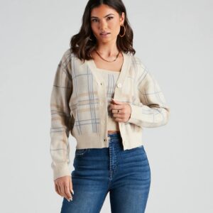 Casually Preppy Plaid Cardigan