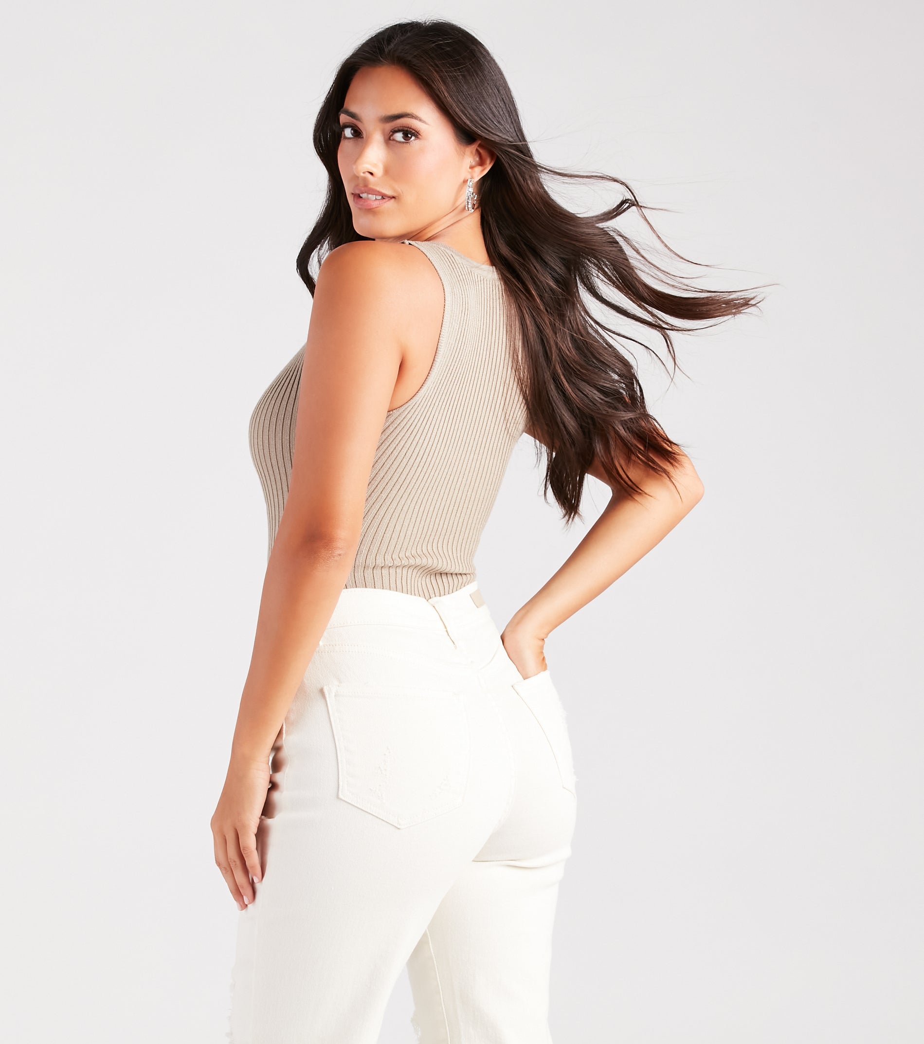 Down A Notch Sweater Knit Bodysuit - Image 2