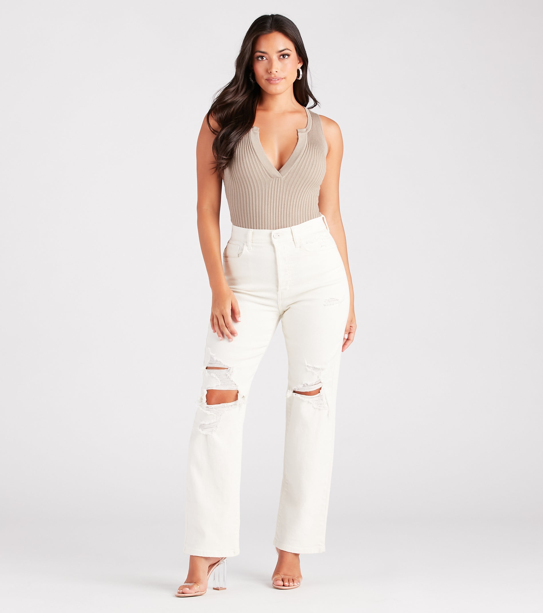 Down A Notch Sweater Knit Bodysuit - Image 3