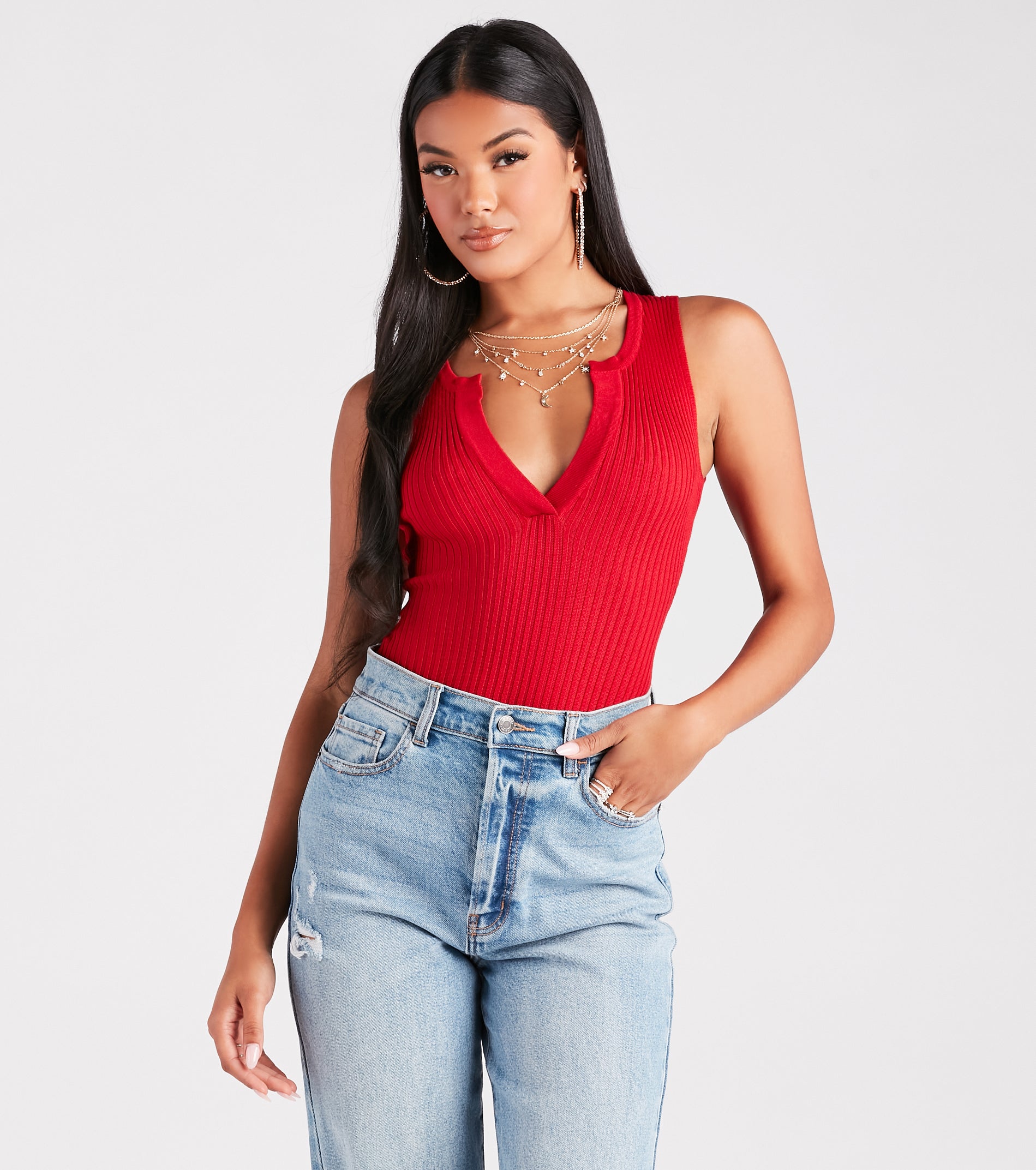 Down A Notch Sweater Knit Bodysuit - Image 6