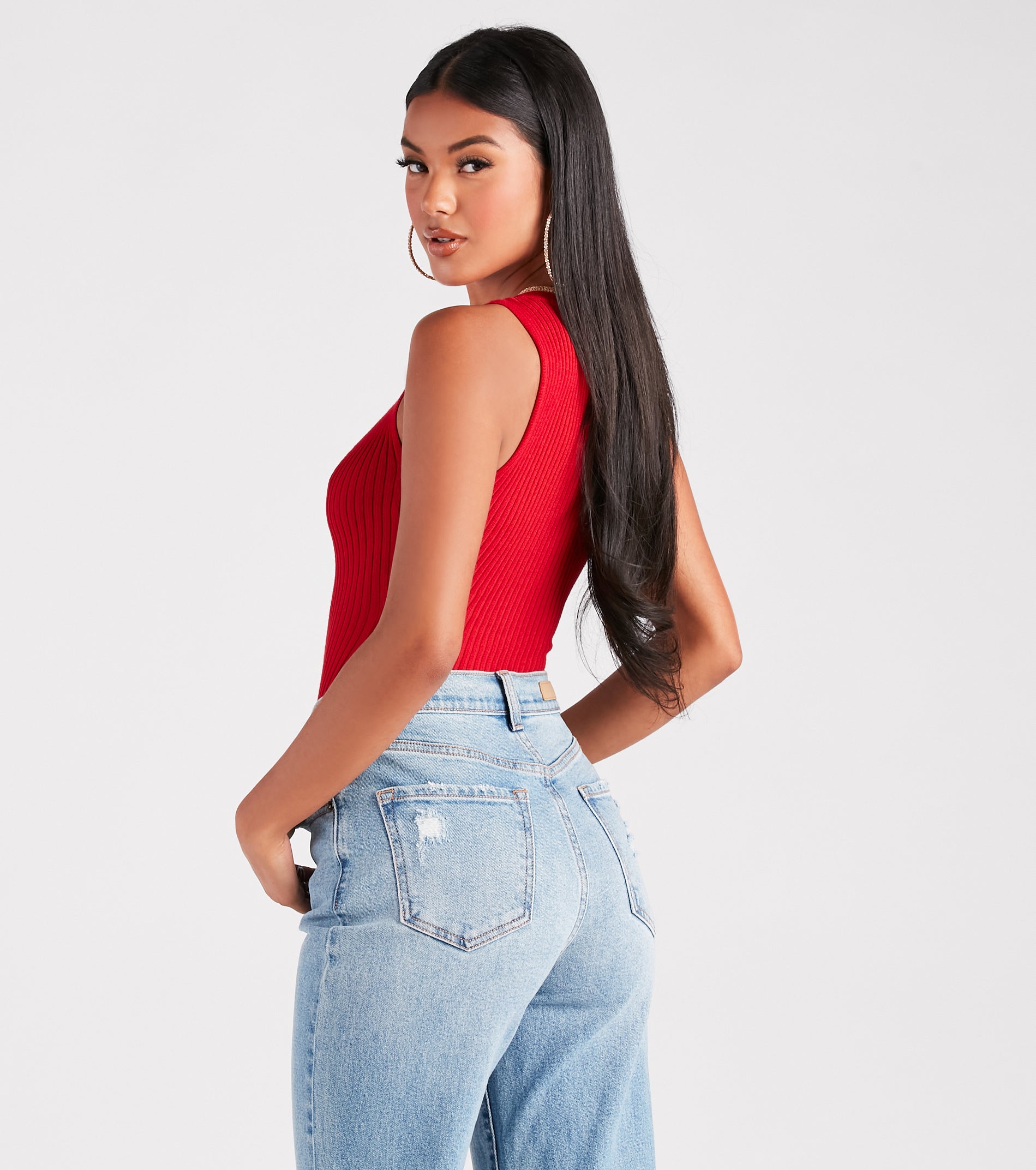 Down A Notch Sweater Knit Bodysuit - Image 7