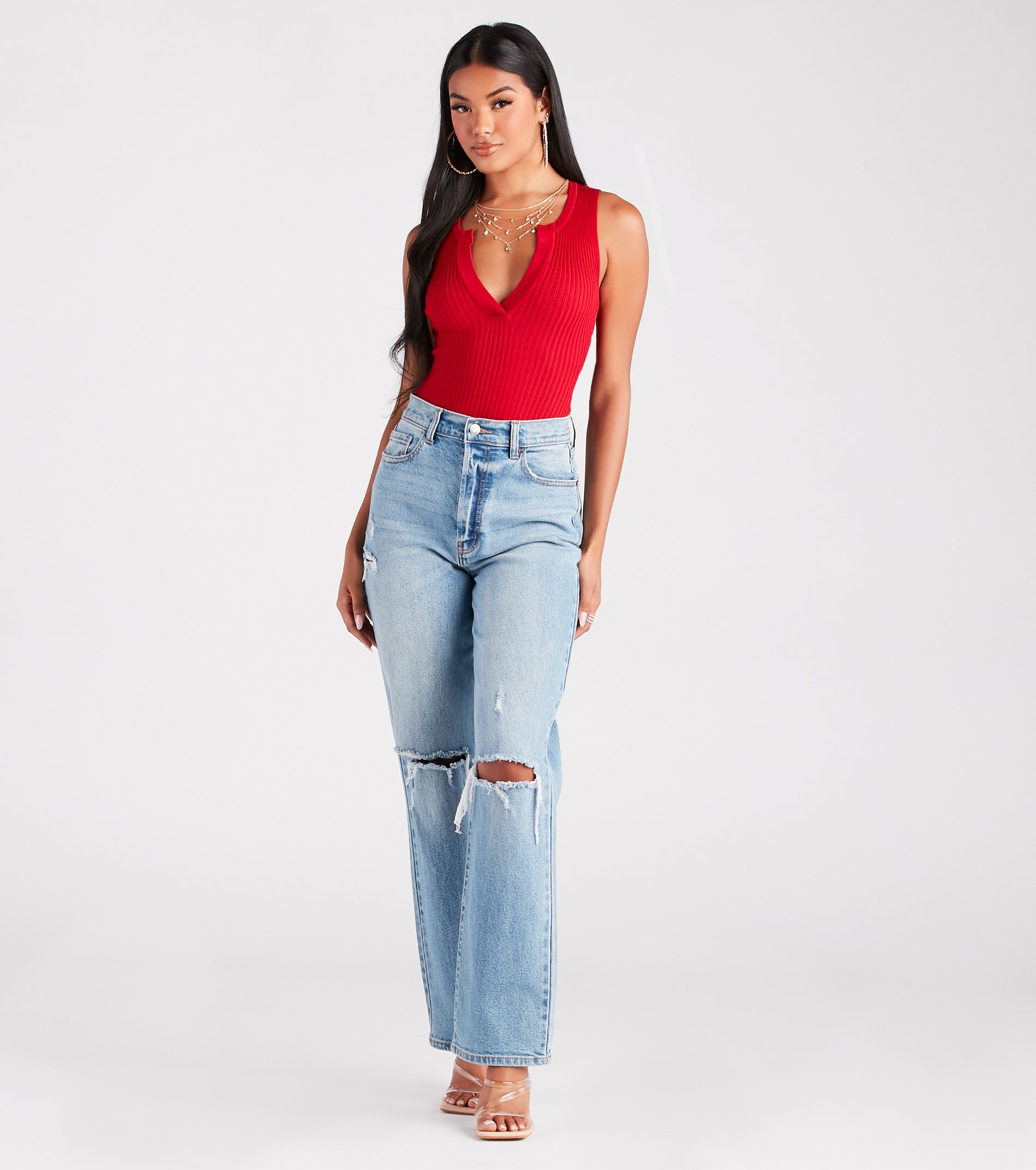 Down A Notch Sweater Knit Bodysuit - Image 8