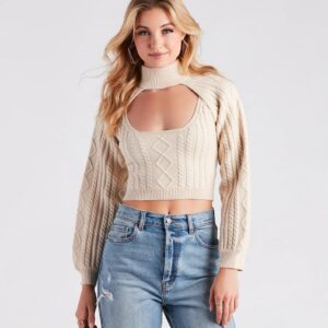 Fall Back In Love Cable Knit Topper