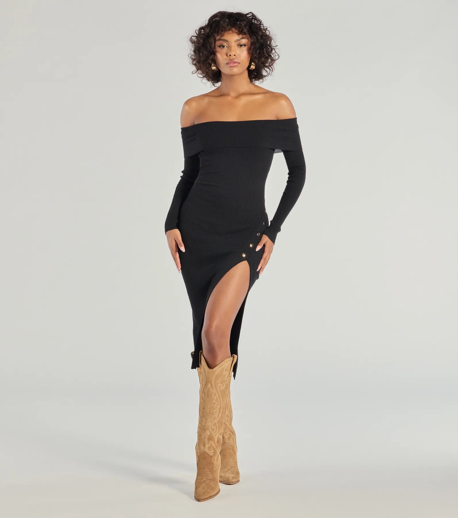 Keeping Knit Chic Long Sleeve Midi Dress - Image 5