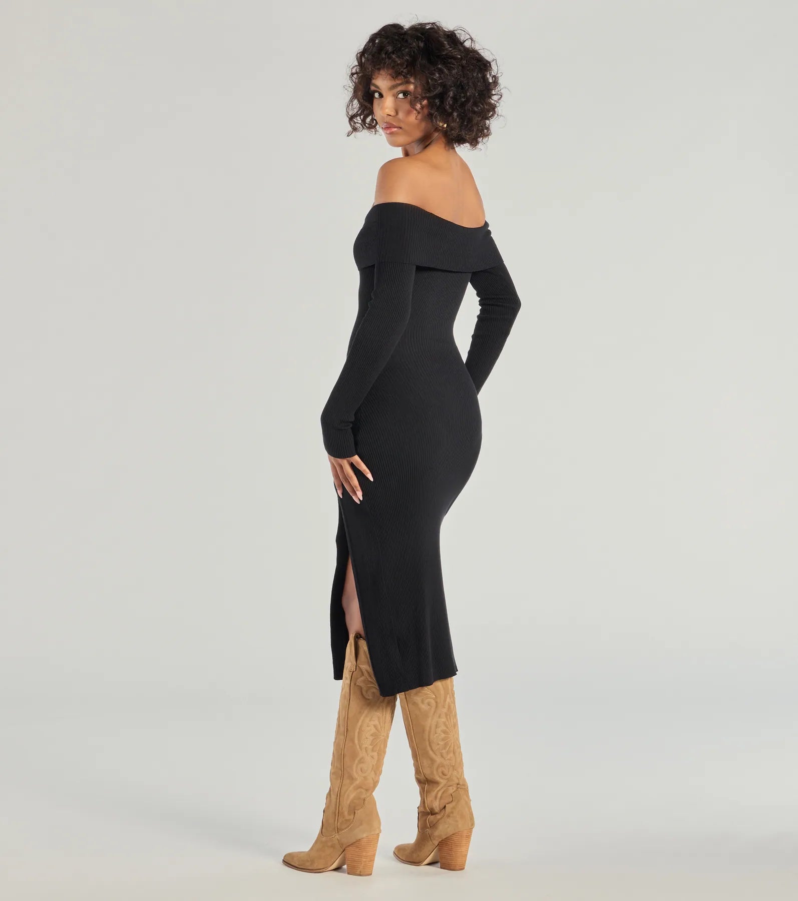 Keeping Knit Chic Long Sleeve Midi Dress - Image 6
