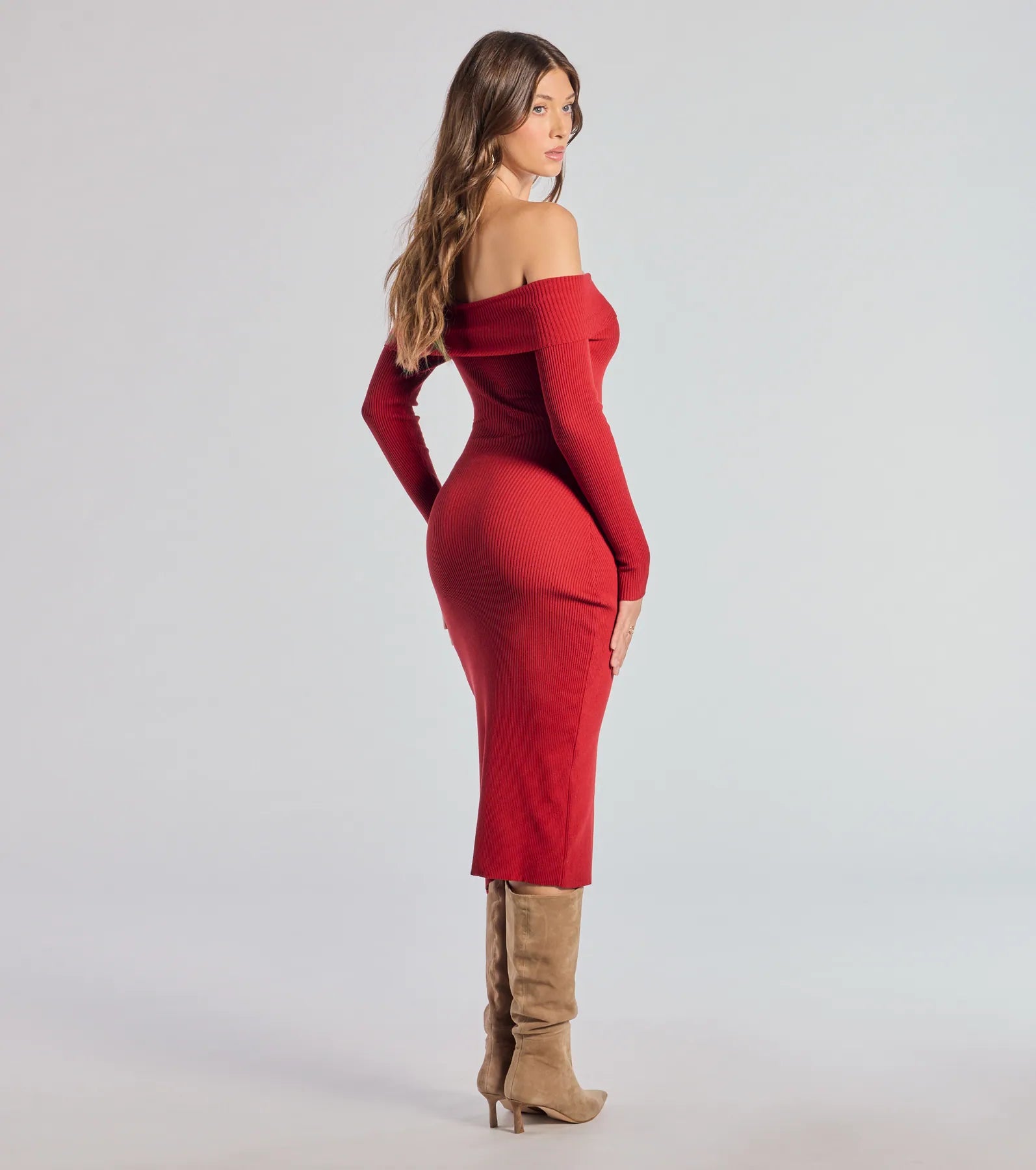 Keeping Knit Chic Long Sleeve Midi Dress - Image 2