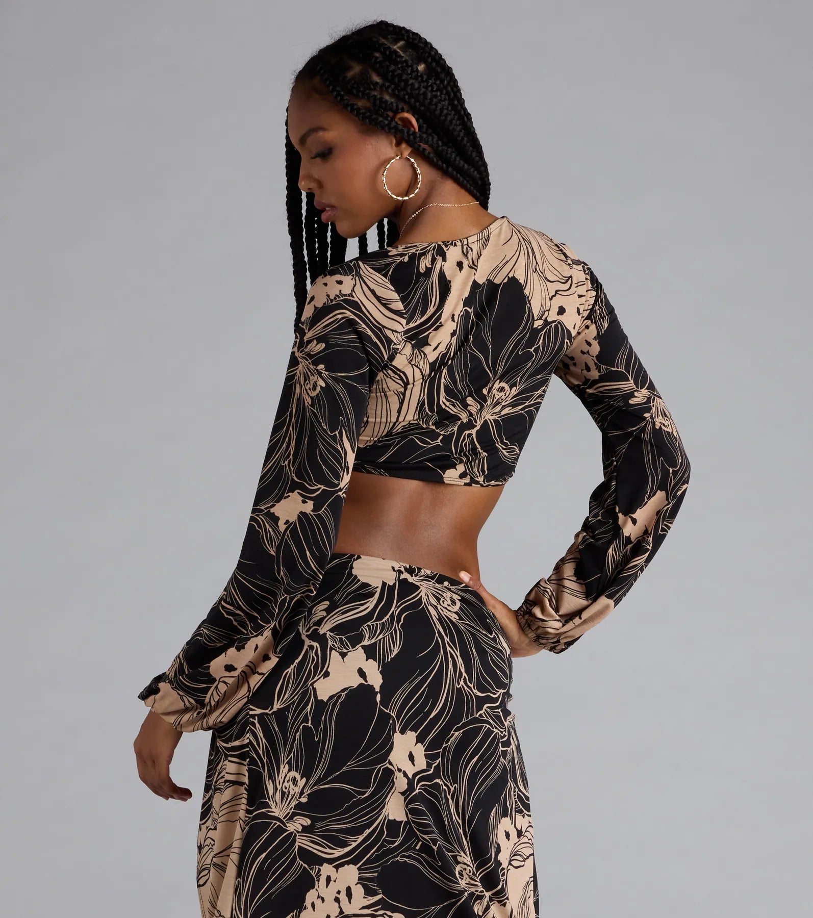 Under The Sun Tropical Tie-Front Crop Top - Image 2