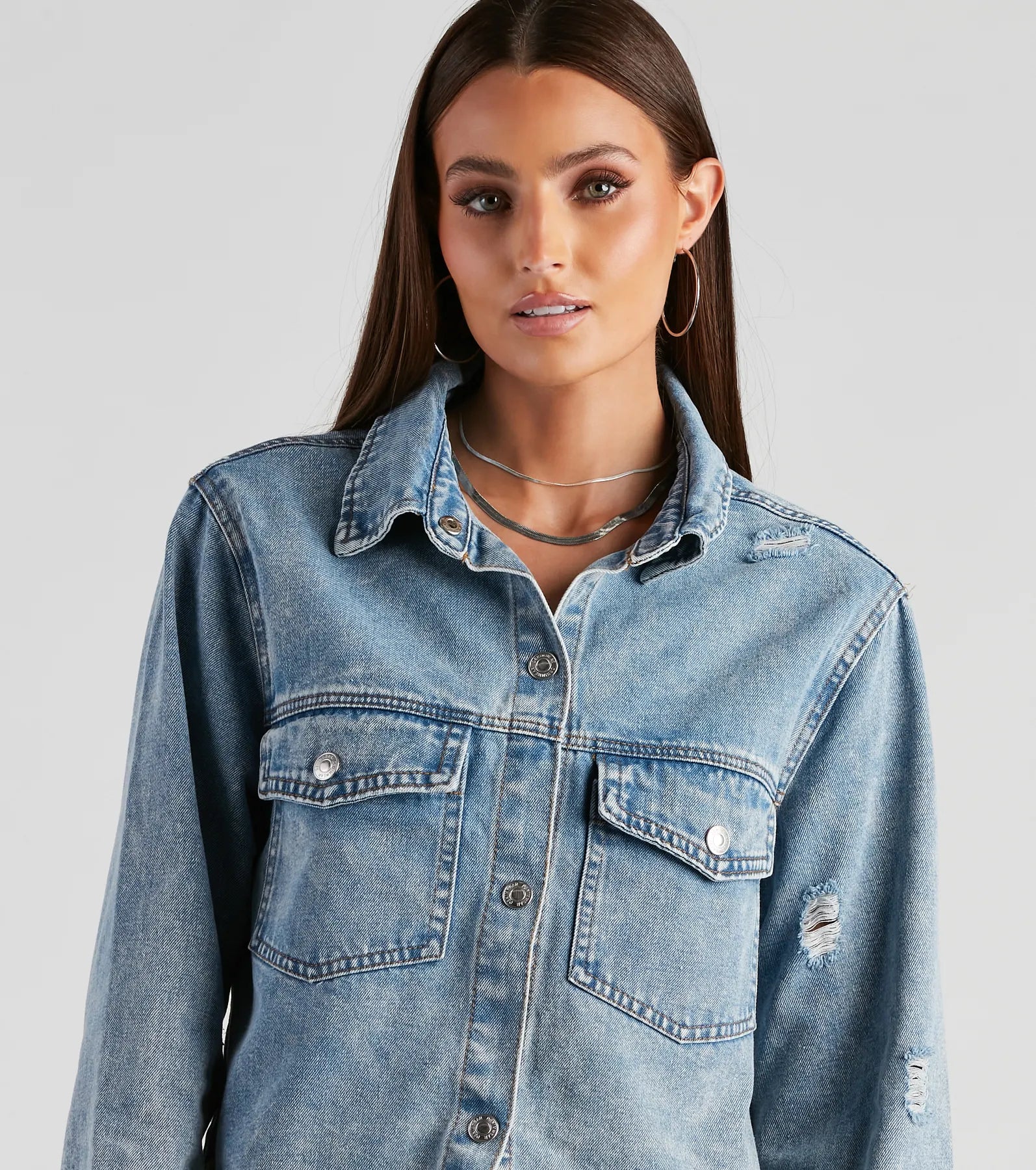 Your Favorite Crop Denim Shacket - Image 4
