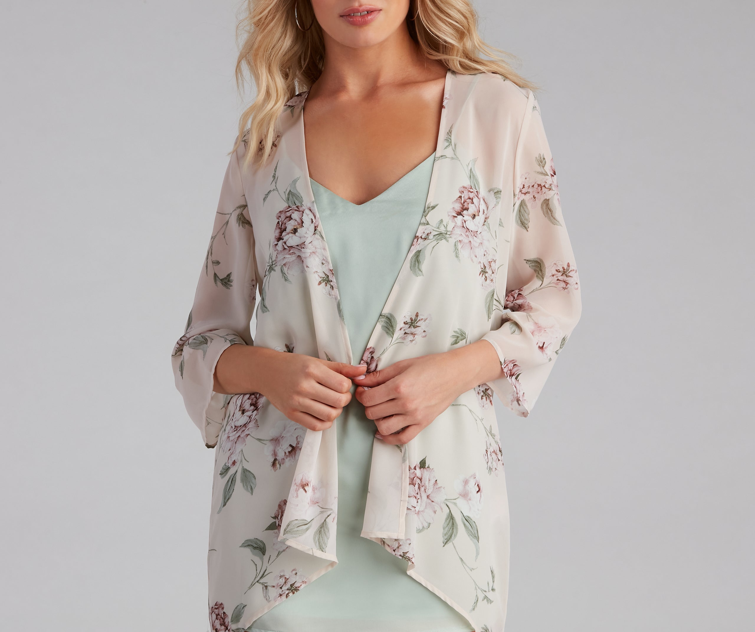 Breezy Floral Chiffon Short Kimono - Image 3