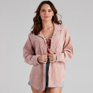 Trendy Oversized Corduroy Shacket