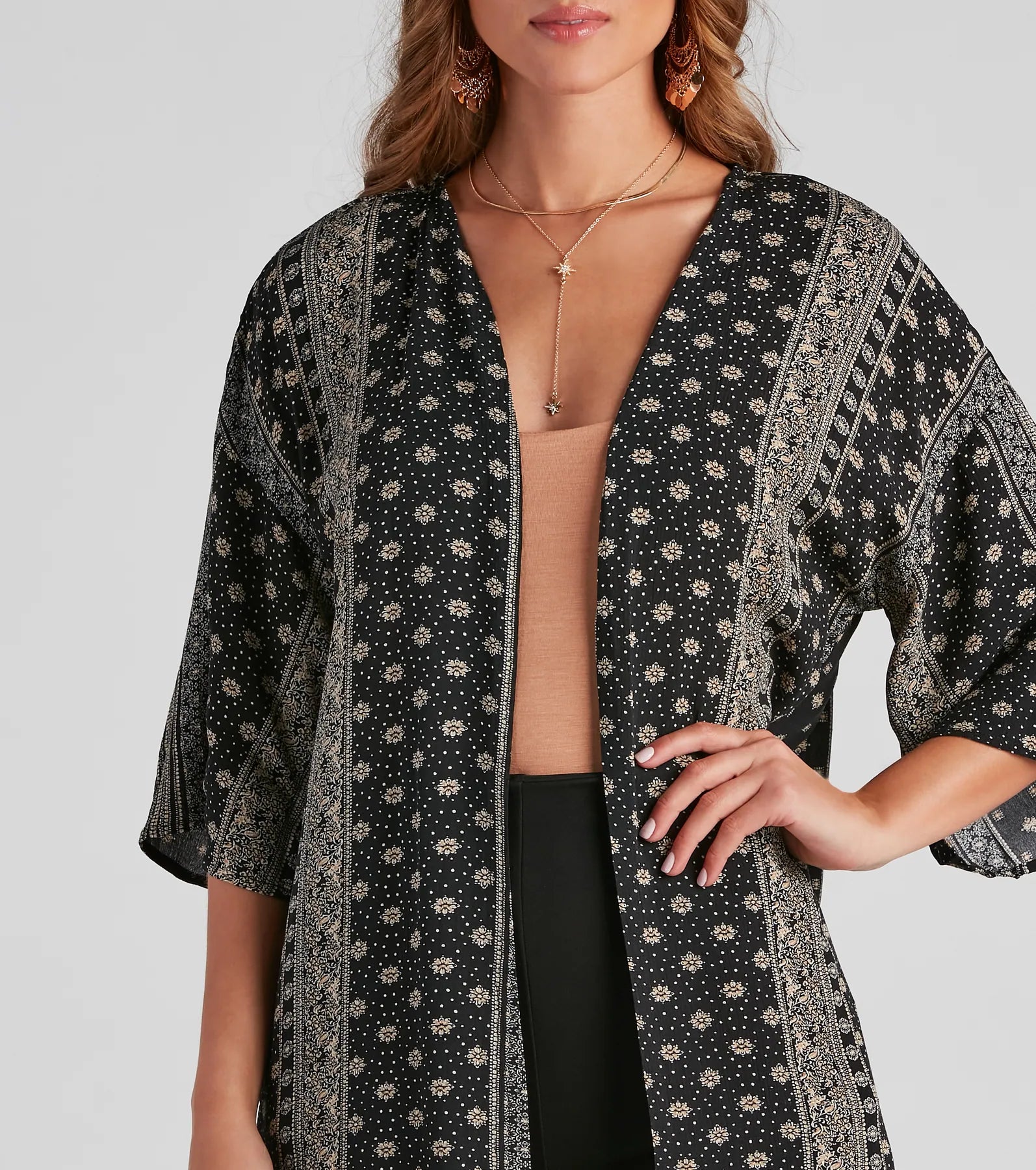 Boho In The City Print Woven Kimono - Image 2