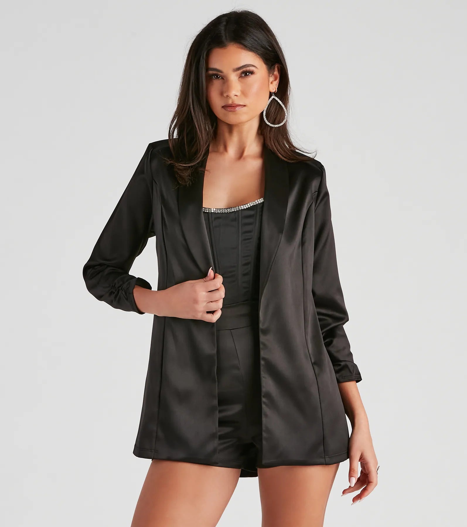 Sleek Sophistication Satin Blazer - Image 13