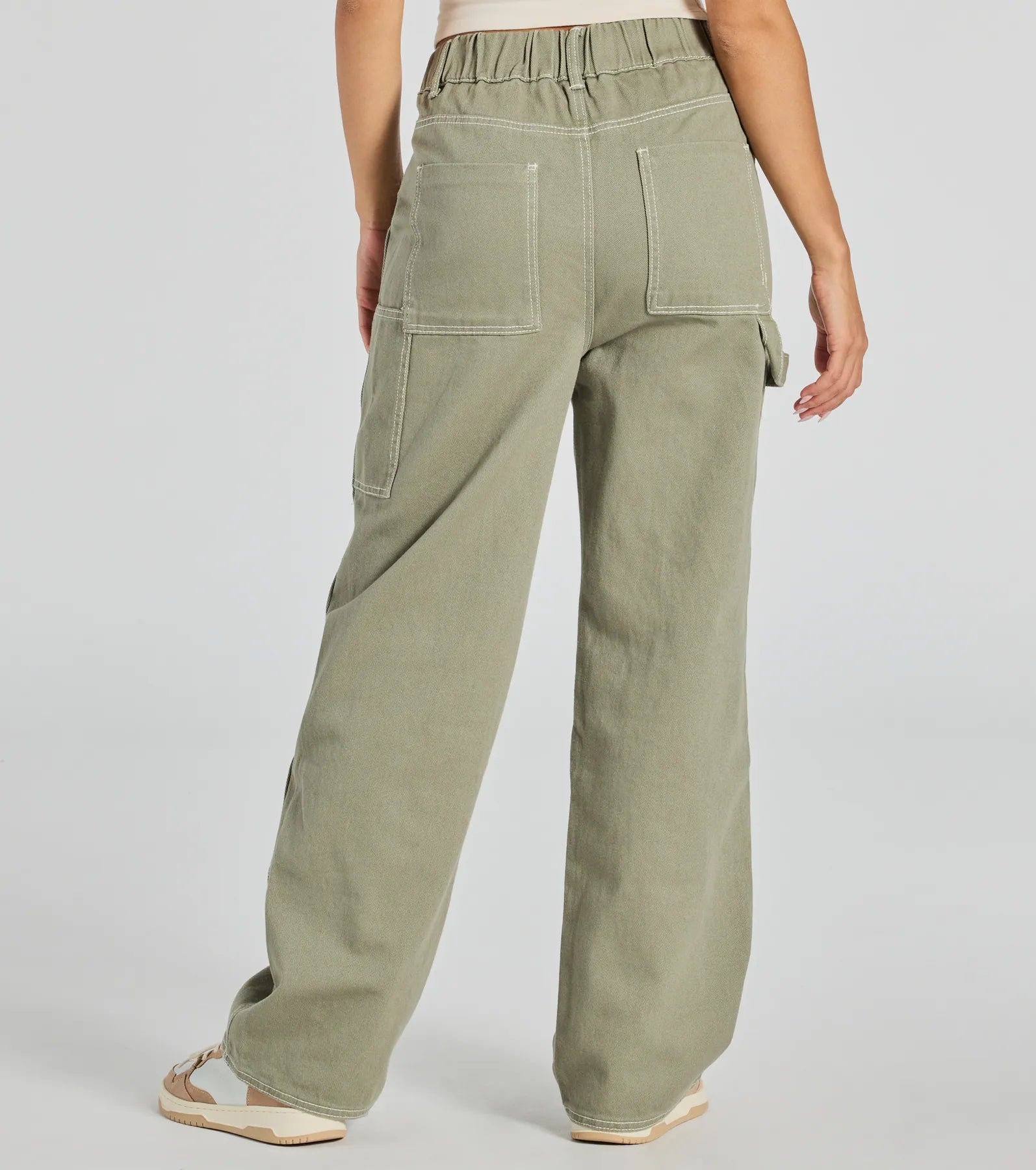 Effortlessly Casual Wide-Leg Twill Cargo Pants - Image 2