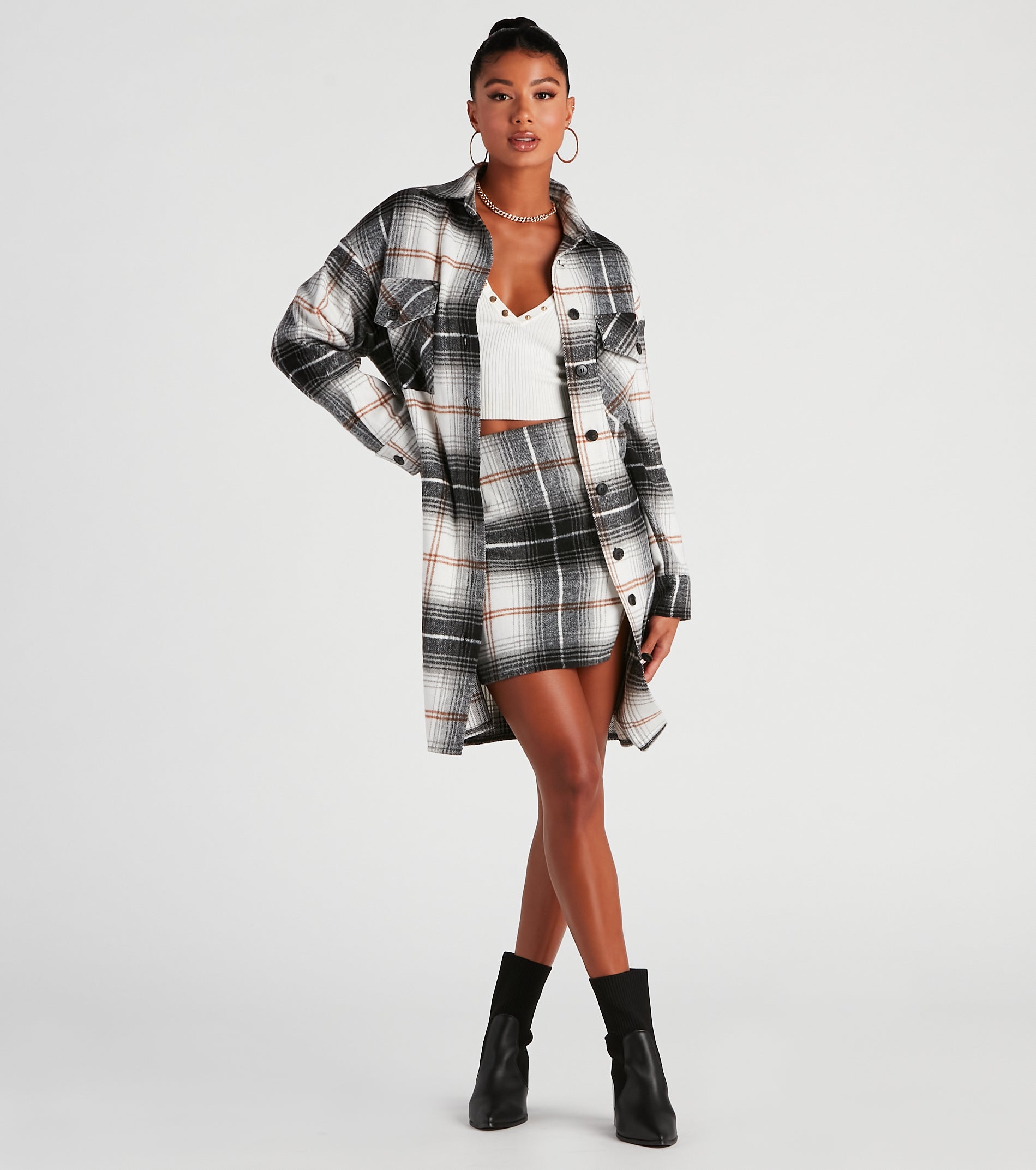 Best Match Plaid Slit Mini Skirt - Image 6